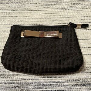 Victoria's Secret Black quilted fabric, Metal Gold Bow, Makeup bag/wristlet